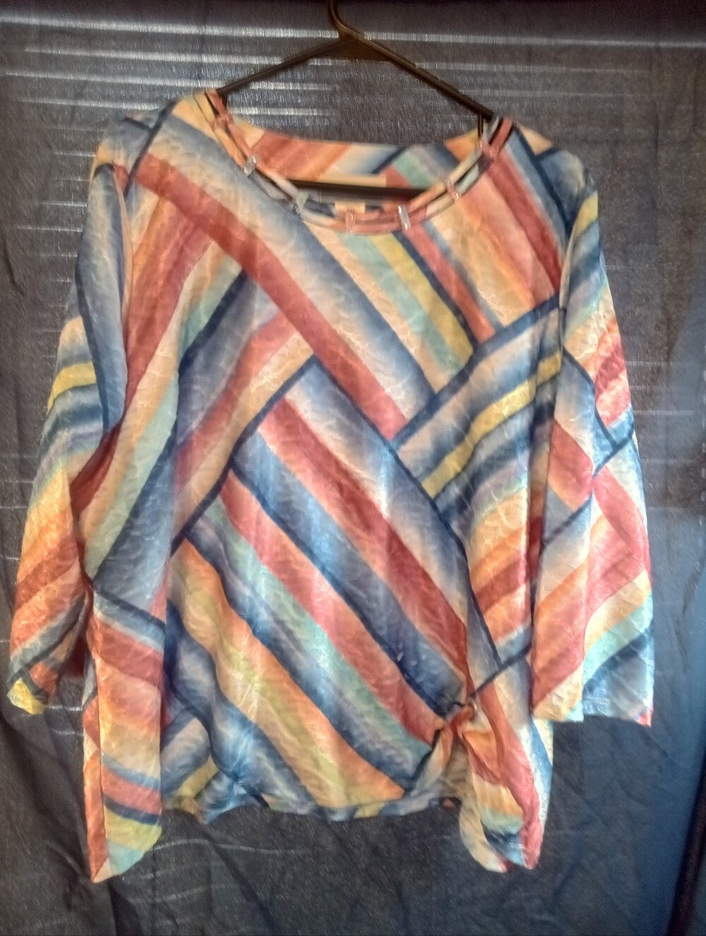 Alfred Dunner Striped Multicolor Women's Top with Knot Detail